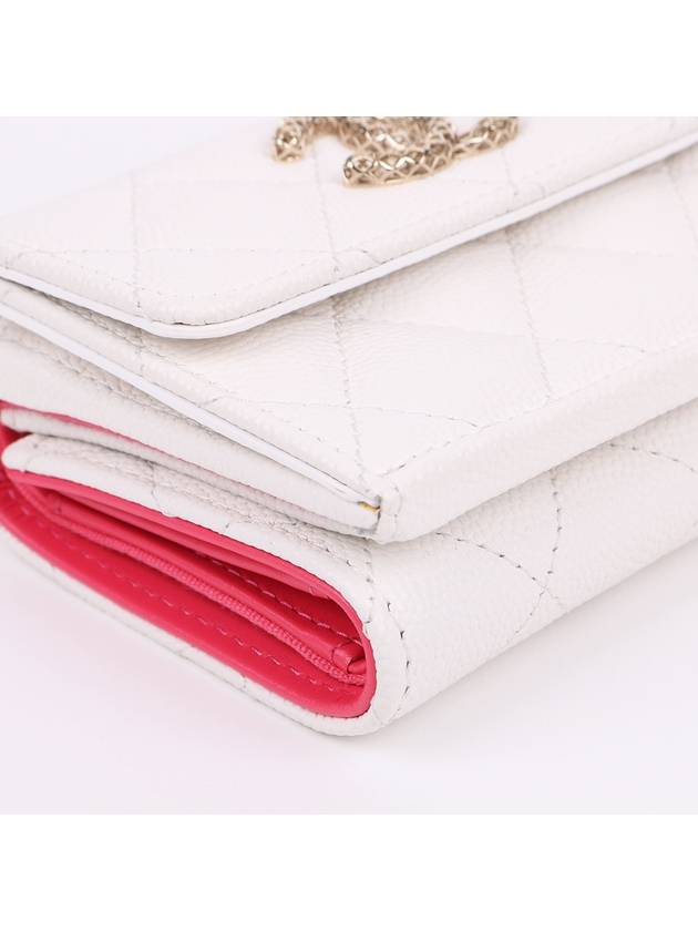 Caviar new logo white flap half wallet - CHANEL - BALAAN 7