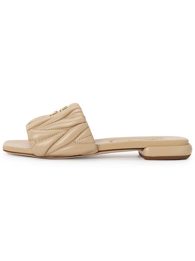 Matelasse Nappa Leather Slippers Beige - MIU MIU - BALAAN 4