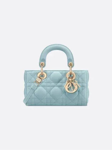 Lady D Joy Cannage Lambskin Micro Tote Bag Blue - DIOR - BALAAN 1