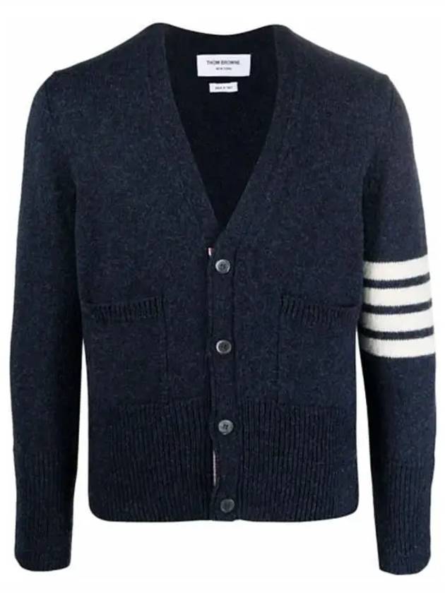 Men's Stitch Classic Shetland V-Neck Wool Cardigan Navy - THOM BROWNE - BALAAN 2