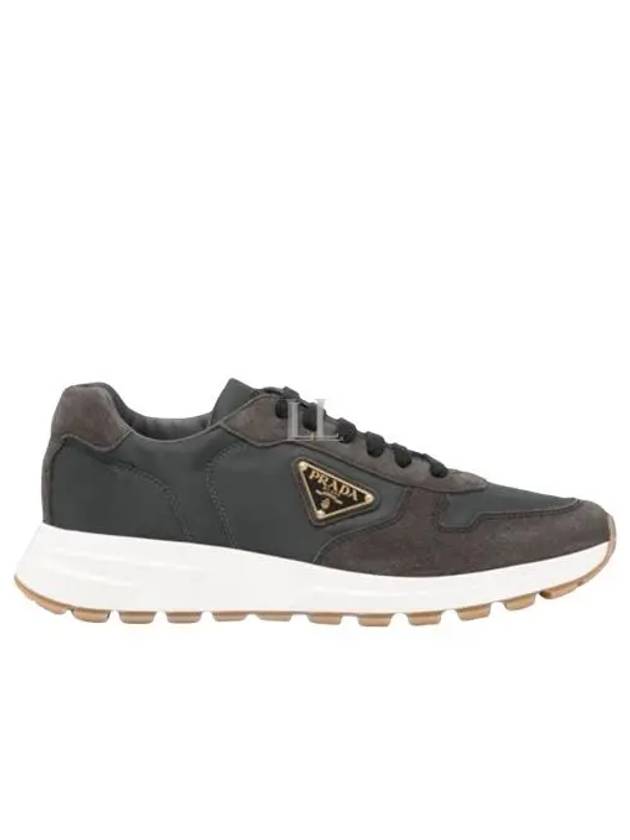 Prax 01 Delave Re-Nylon Suede Leather Low-Top Sneakers Black - PRADA - BALAAN 2