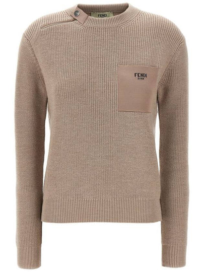 Pocket Wool Sweatshirt Beige - FENDI - BALAAN 2