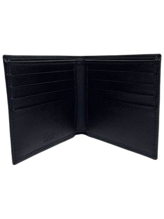 Triangle Logo Saffiano Half Wallet Black - PRADA - BALAAN 4