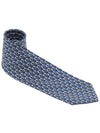 Hoopoe Print Silk Tie Blue - SALVATORE FERRAGAMO - BALAAN 3