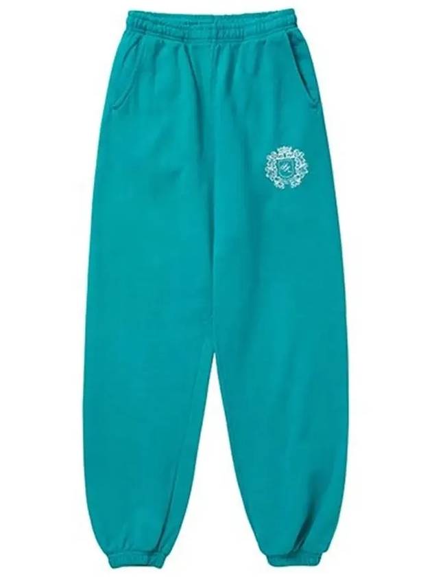 Logo Print Crest Cotton Track Pants Blue - SPORTY & RICH - BALAAN 4