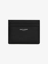 Embossed Leather Card Wallet Black - SAINT LAURENT - BALAAN 2