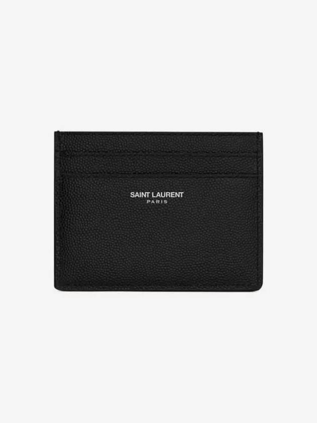 Embossed Leather Card Wallet Black - SAINT LAURENT - BALAAN 2