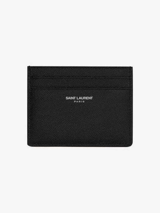 Embossed Leather Card Wallet Black - SAINT LAURENT - BALAAN 2