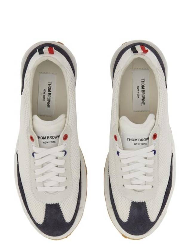 Fine Kid Suede Tech Runner Sneaker Navy - THOM BROWNE - BALAAN 3