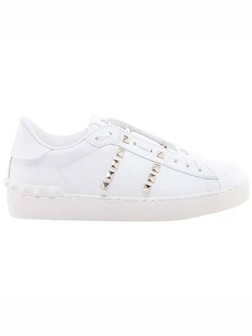 Rockstud Untitled Low Top Sneakers White - VALENTINO - BALAAN 1