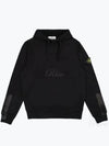 Logo Patch Brushed Cotton Hoodie Black - STONE ISLAND - BALAAN 2