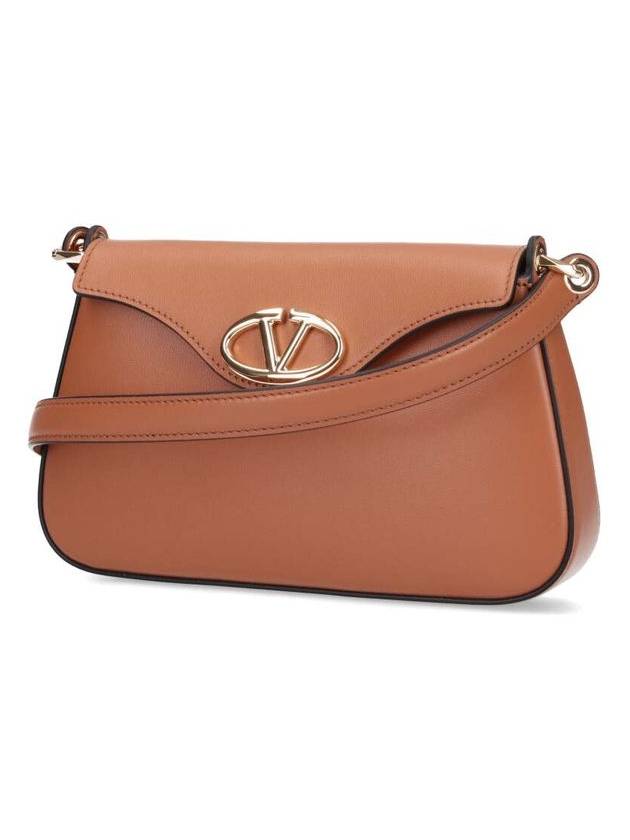 Logo Plaque Fold Over Cross Bag Brown - VALENTINO - BALAAN 3