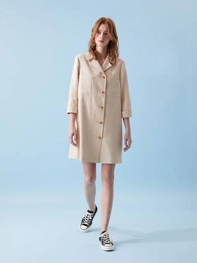 Linen long jacket mini dress beige 021B - VOYONN - BALAAN 6