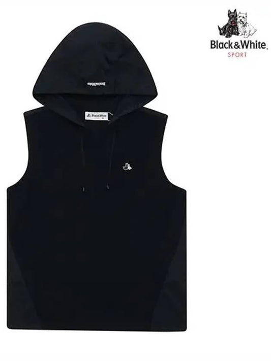 back woven color matching hooded vest 2013LZVRNAVY - BLACK&WHITE - BALAAN 1