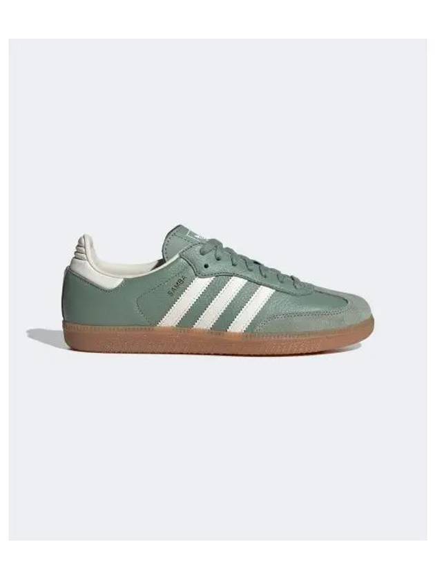 Samba OG Leather Low Top Sneakers Silver Green - ADIDAS - BALAAN 2