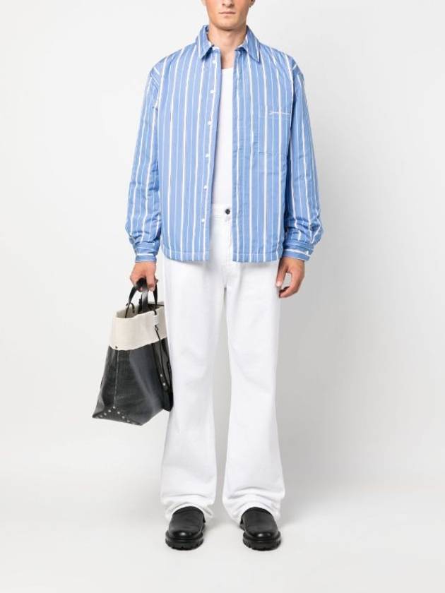 La Chemise Boulanger Puffed Striped Cotton Long Sleeve Shirt Blue - JACQUEMUS - BALAAN 3