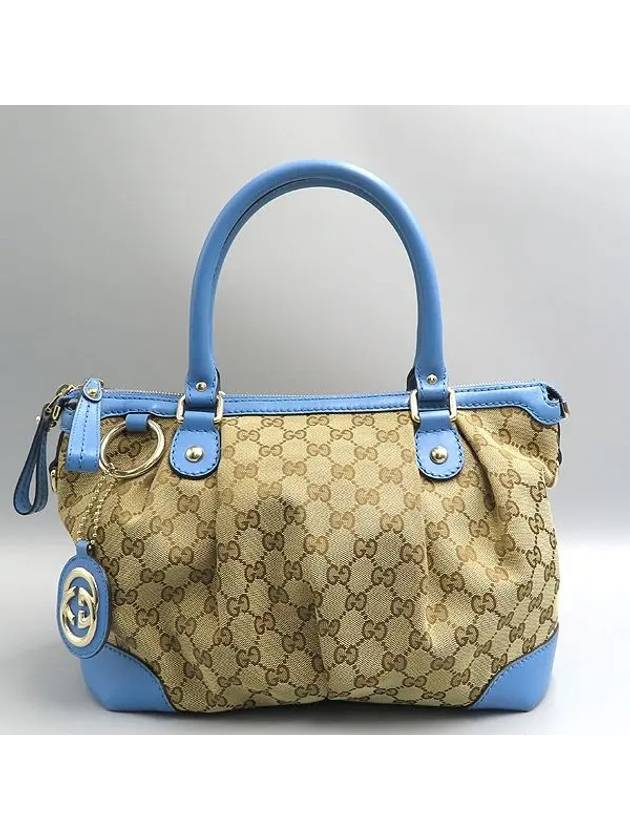 247902 GG logo jacquard leather trimming charm decoration tote bag shoulder strap 2WAY - GUCCI - BALAAN 2