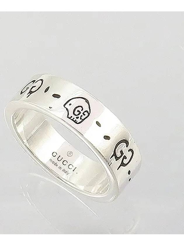 477339 AG925 Silver GG Ghost Logo 6MM Ring - GUCCI - BALAAN 1