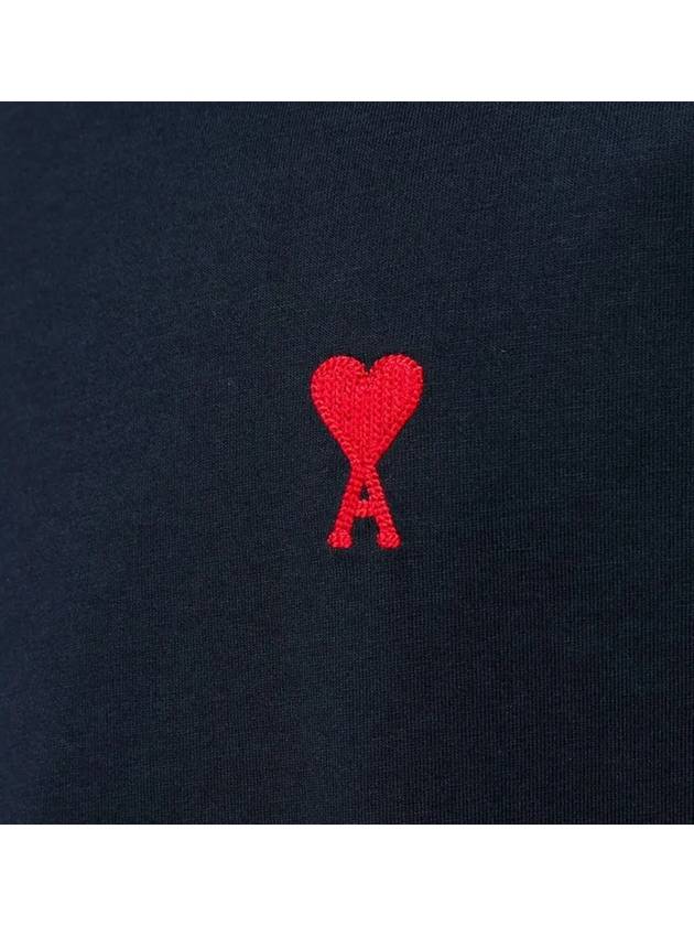 Heart Logo Patch Short Sleeve T-Shirt Navy - AMI - BALAAN 5