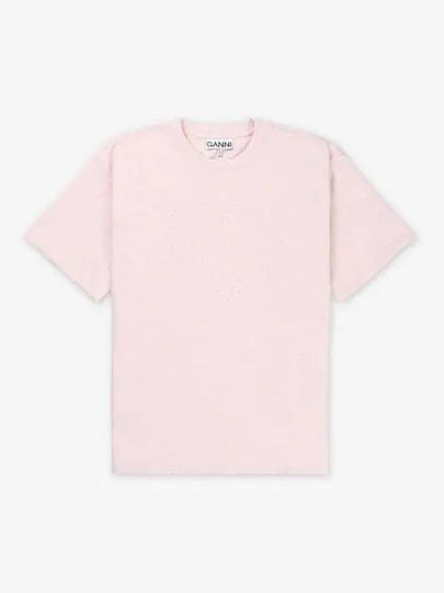 Drop Shoulder Heart Embroidery Short Sleeved T-Shirt Chalk Pink - GANNI - BALAAN 2