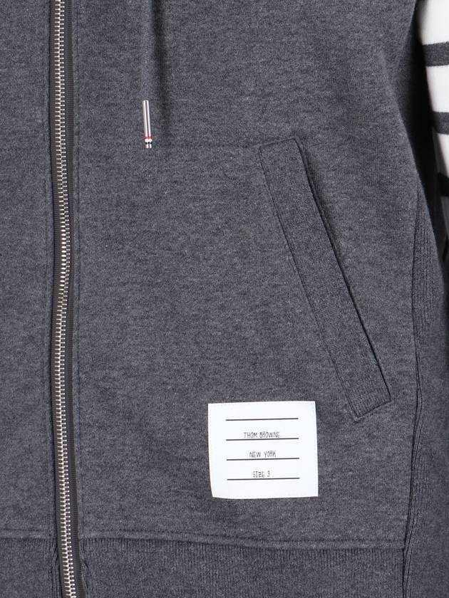 Engineered 4 Bar Diagonal Zip Up Hoodie Dark Grey - THOM BROWNE - BALAAN 5