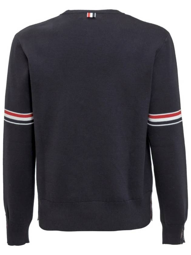 Men's Milan Stitch Armband Crew Neck Knit Top Navy - THOM BROWNE - BALAAN 4