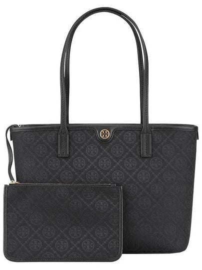 T Monogram Small Tote Bag Black - TORY BURCH - BALAAN 2