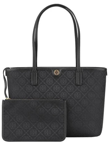 T Monogram Small Tote Bag Black - TORY BURCH - BALAAN 1