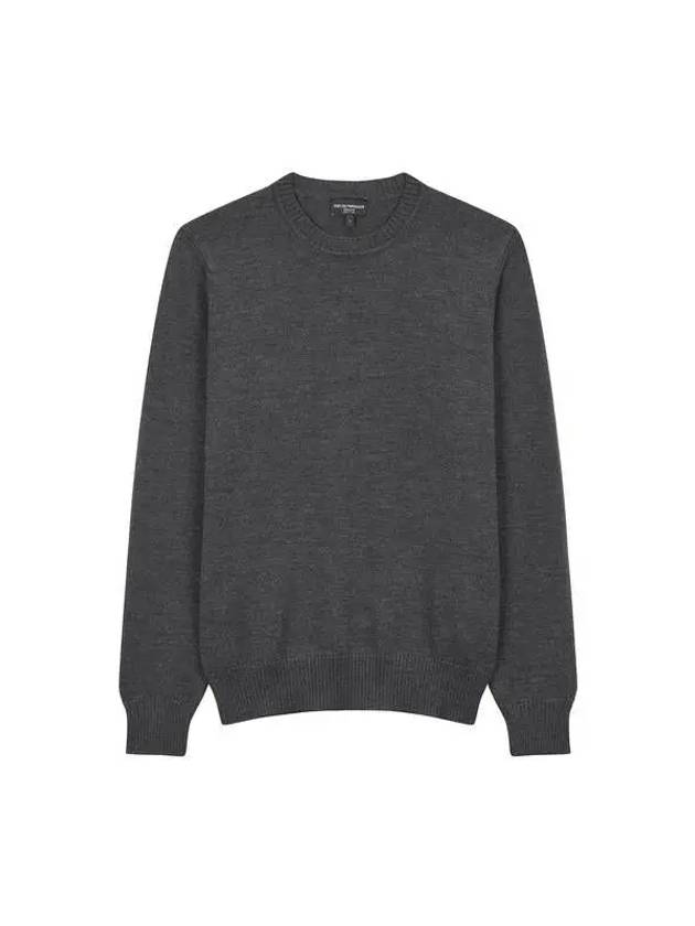 Men s Wool Crew Neck Long Sleeve Knit Charcoal 270688 - EMPORIO ARMANI - BALAAN 1