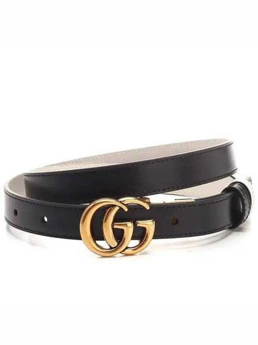GG Marmont Reversible Thin Belt Black White - GUCCI - BALAAN 2