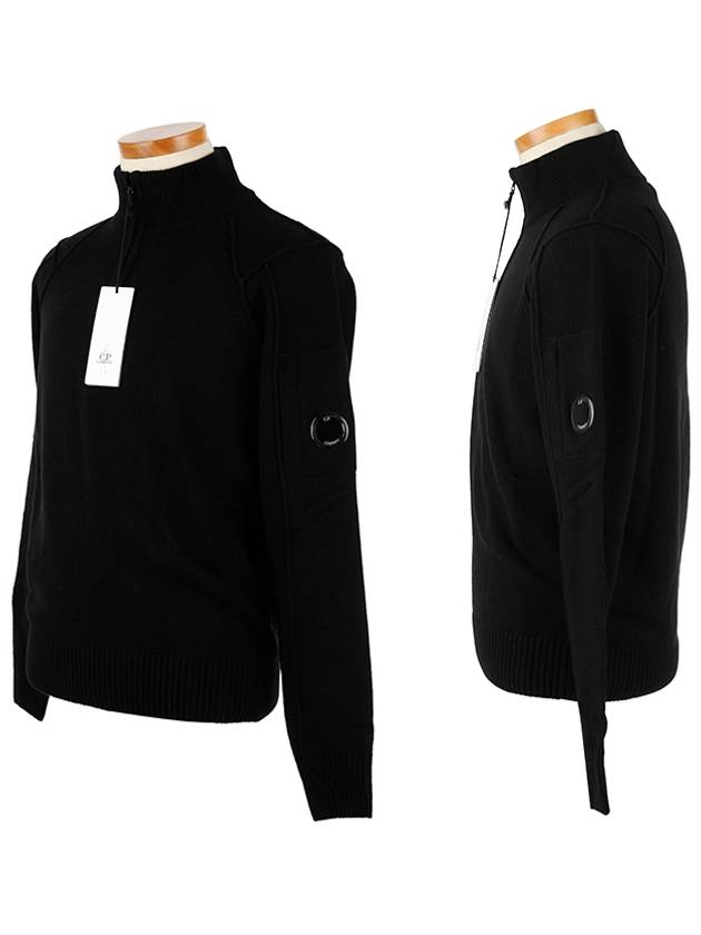 Lens Pocket Half Zip Up Wool Knit Top Black - CP COMPANY - BALAAN 3