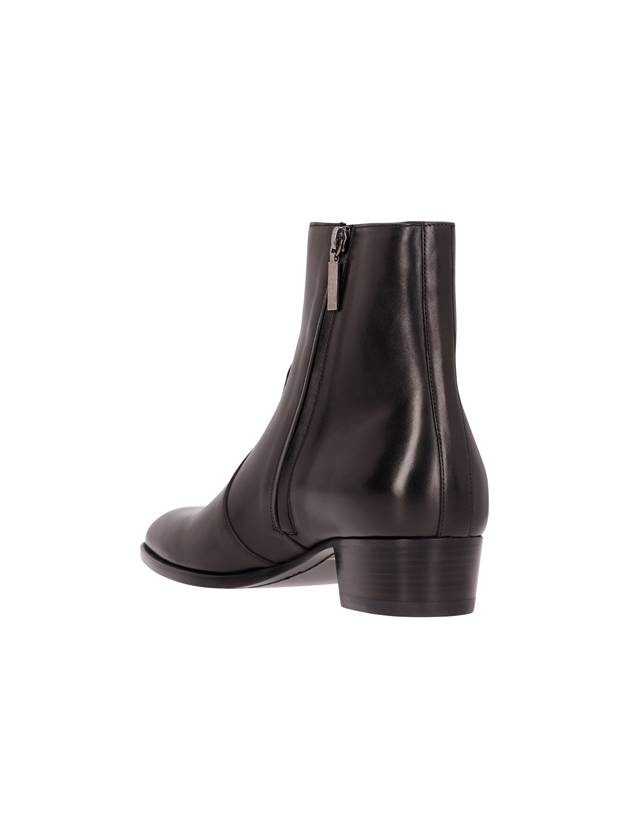 Classic Wyatt Zipper Ankle Boots Black - SAINT LAURENT - BALAAN 4