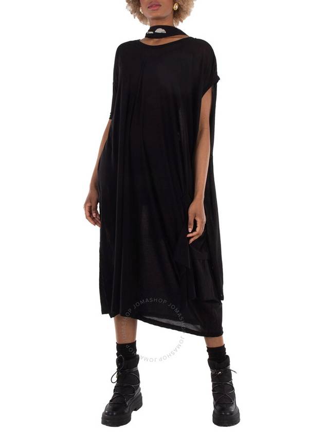 Yohji Yamamoto Gather Detail Long Sleeve Dress, Brand Size 2 (Small) - YOHJI YAMAMOTO - BALAAN 1