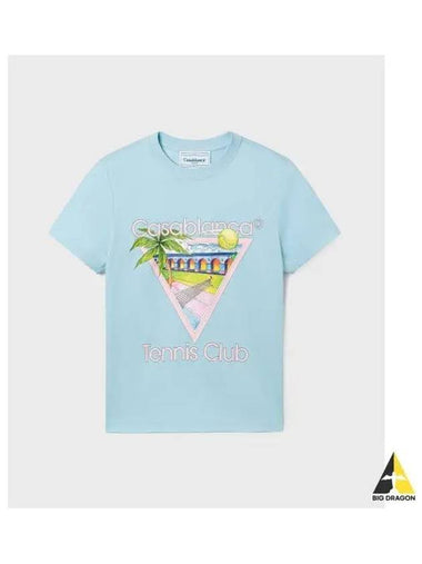 Women s Tennis Club Fitted T Shirt Blue ICON PRINTED - CASABLANCA - BALAAN 1