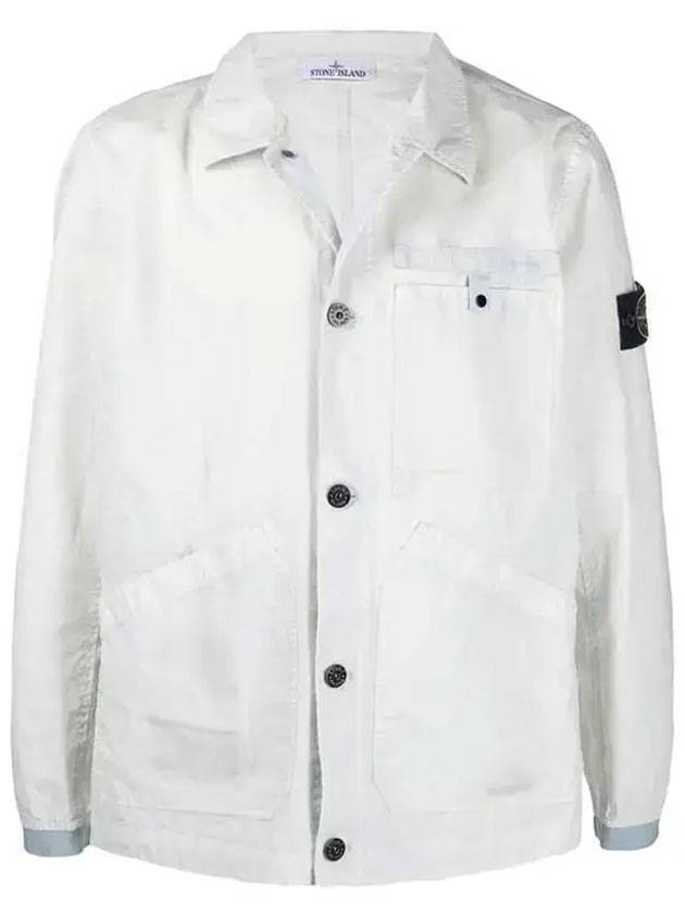 Compass Patch Shirt Jacket White - STONE ISLAND - BALAAN 1