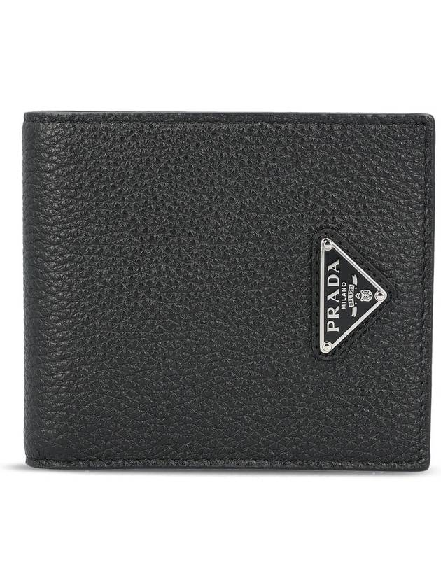 Enamel Triangle Logo Bifold Wallet Black - PRADA - BALAAN 2