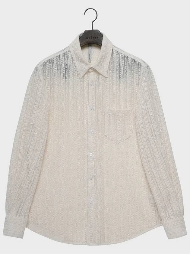 Cotton Lace Long Sleeve Shirt Ivory - NOIRER - BALAAN 3