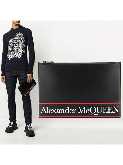 Logo Leather Clutch Bag Black - ALEXANDER MCQUEEN - BALAAN 2