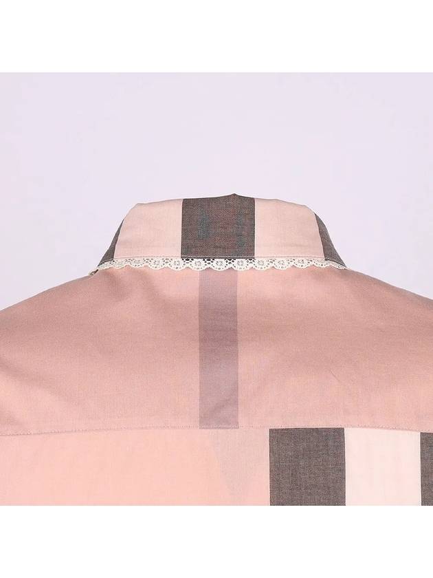 WoMen's Lace Cotton Check Long Sleeves Shirt Pink - BURBERRY - BALAAN 6