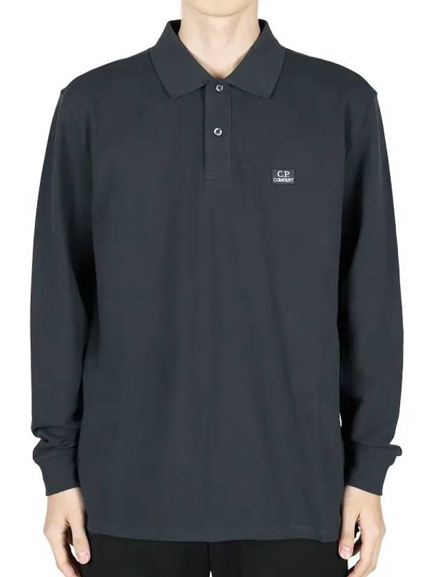 Logo Cotton Long Sleeve Polo Shirt Navy - CP COMPANY - BALAAN 2