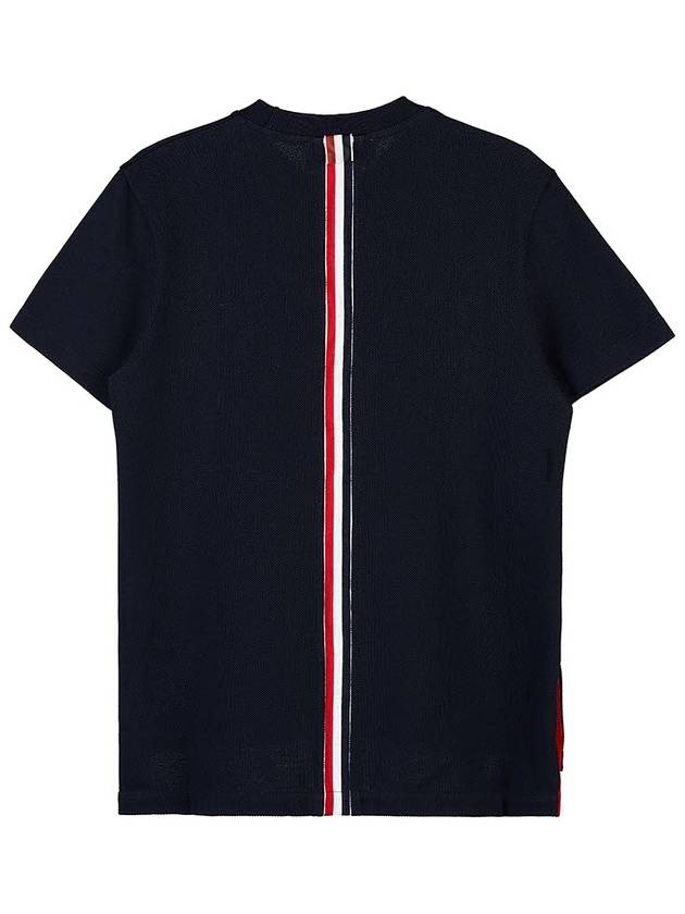 Center Back Stripe Classic Cotton Pique Relaxed Fit Short Sleeve T-Shirt Navy - THOM BROWNE - BALAAN 4