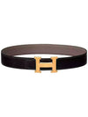 H Buckle Reversible 32mm Leather Noir Etain - HERMES - BALAAN 2