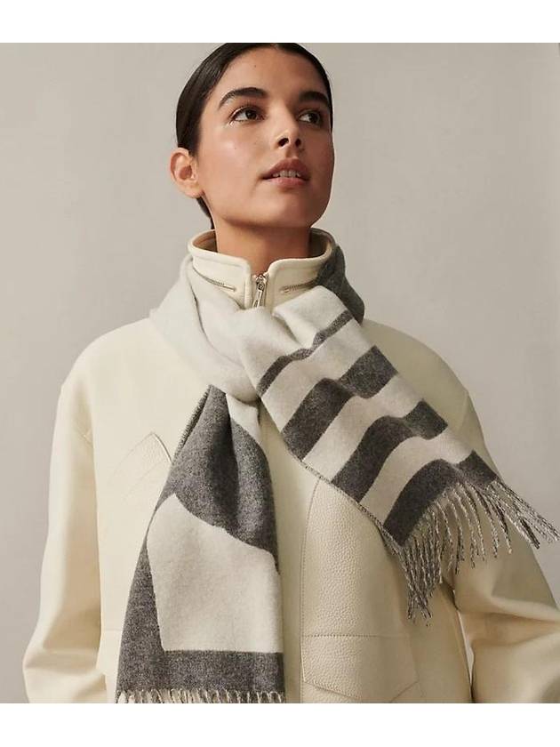 Casaque Love Story Muffler Gris Clair Ivoire - HERMES - BALAAN 3