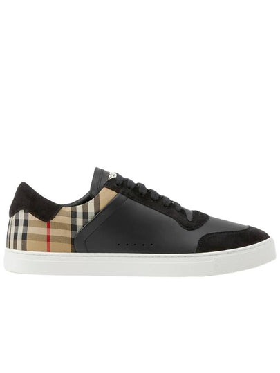 Checked Leather Suede Low Top Sneakers Black - BURBERRY - BALAAN 2