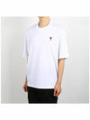 Small Heart Logo Boxy Fit Short Sleeve T-Shirt White - AMI - BALAAN 3