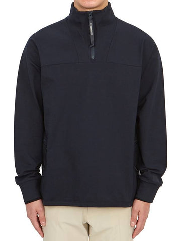 Metropolis Series Stretch Fleece Reverse Sweatshirt Navy - CP COMPANY - BALAAN 1