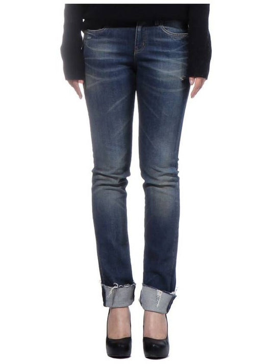 Women's Low Waist Cotton Skinny Jeans Blue - SAINT LAURENT - BALAAN 2