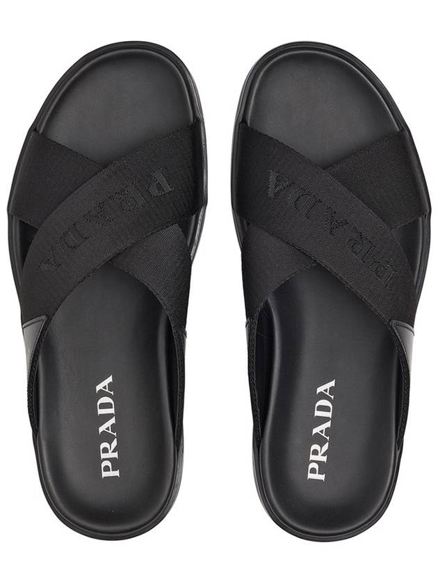 Tape Crisscross Slippers Black - PRADA - BALAAN 5