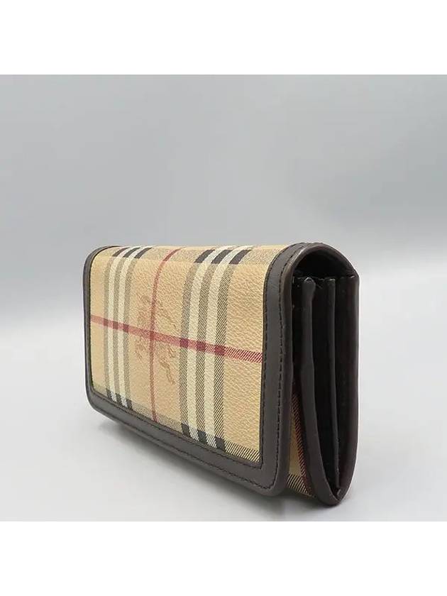 36327501 Classic Check PVC Brown Leather Trimmed Long Wallet - BURBERRY - BALAAN 3