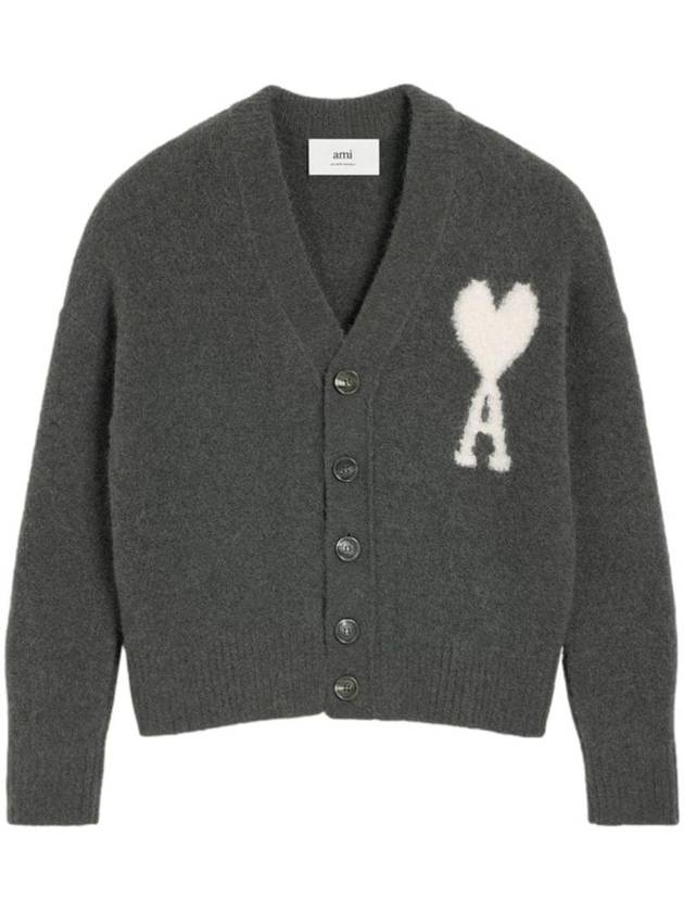 Heart A Logo V neck Cardigan H24UKC025KN0032 - AMI - BALAAN 1